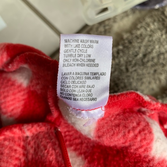 Fleece hooded unisex baby suit 6-9 red white - Picture 8 of 8